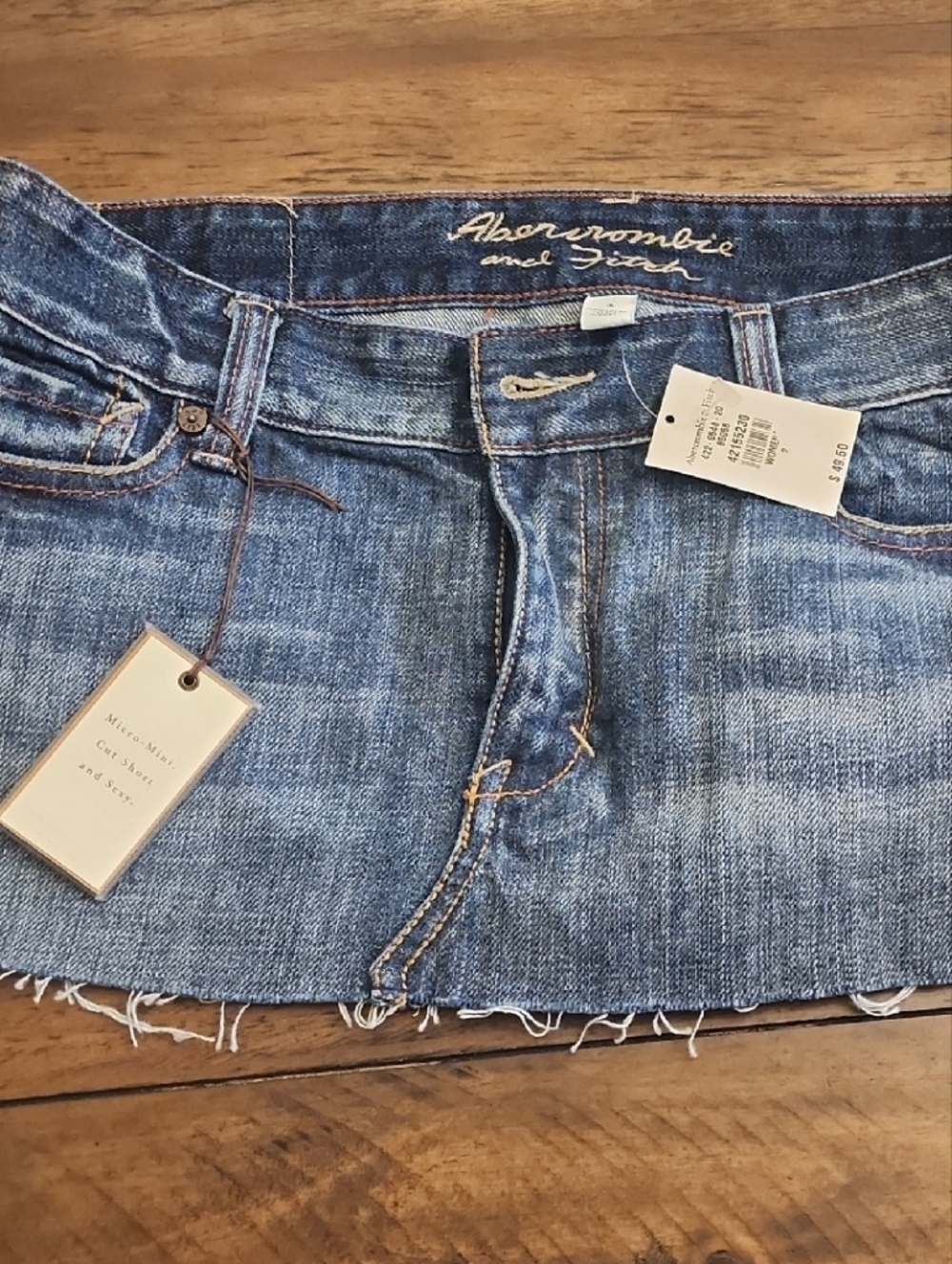 Abercrombie & Fitch Light Blue Denim Mini Skirt with Raw Hem
